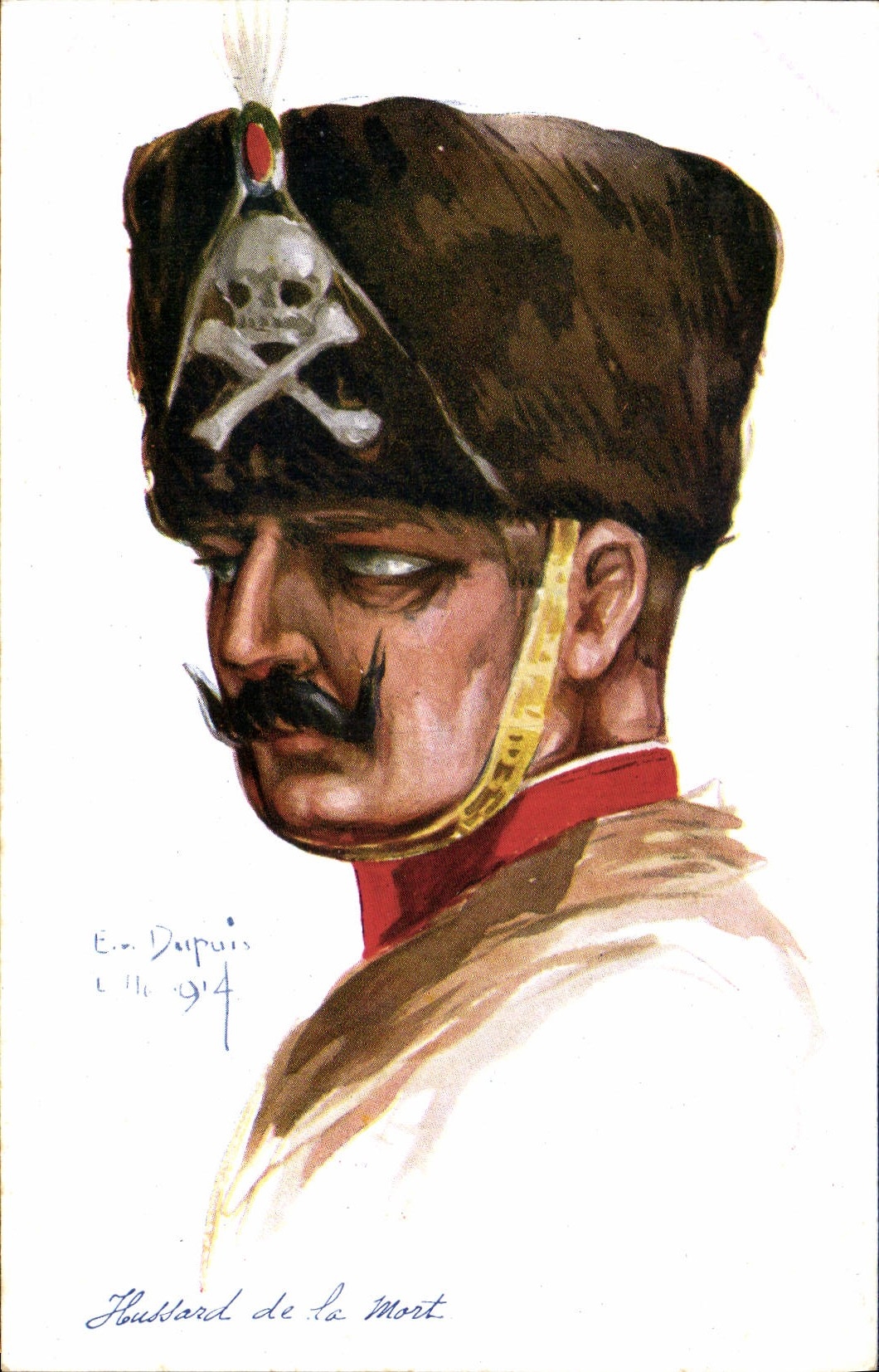 CPA Fantaisie Illustrateur Dupuis Militaria Hussard de la mort Tete de mort Squelette