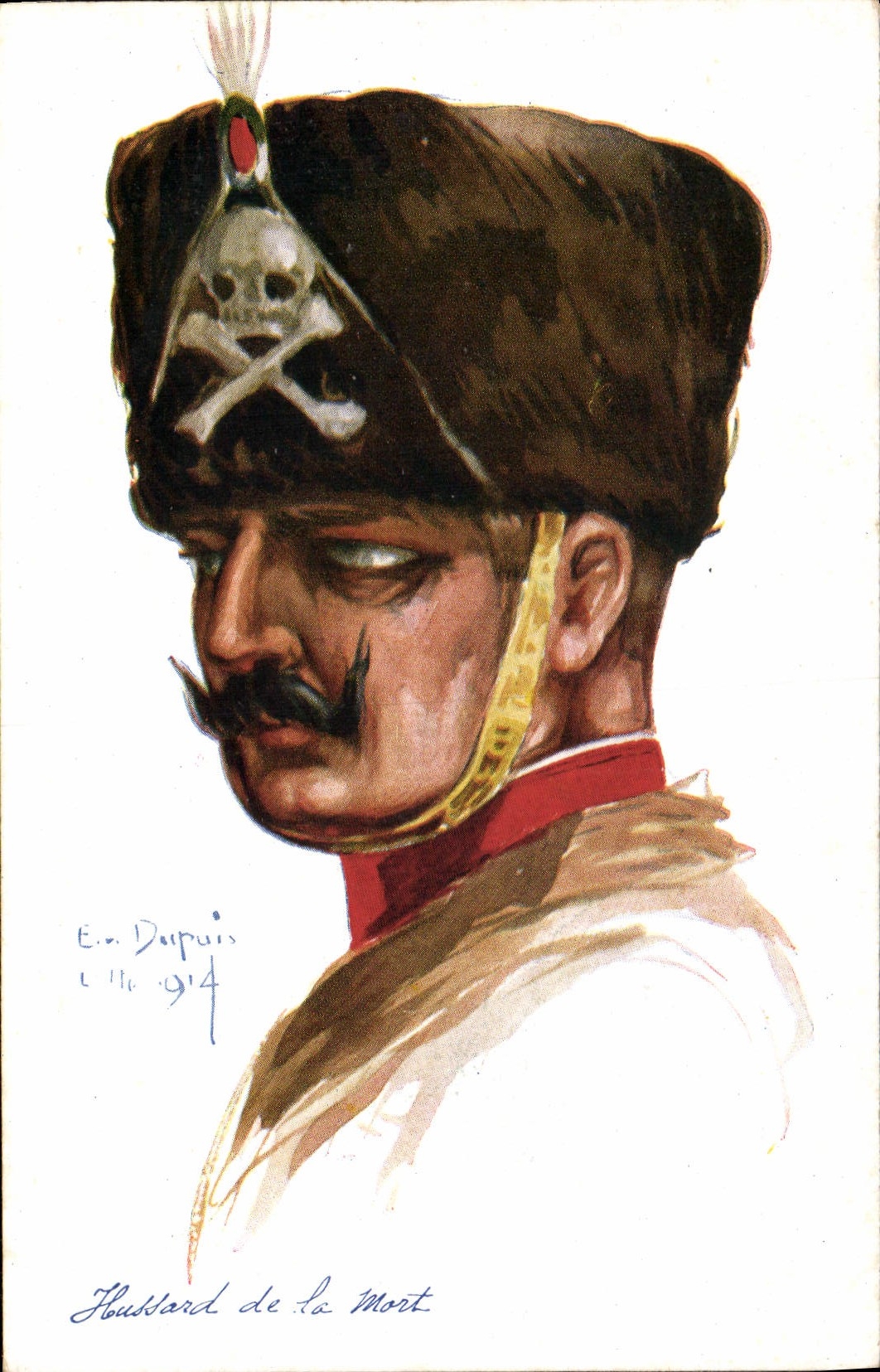 CPA Fantaisie Illustrateur Dupuis Militaria Hussard de la mort Tete de mort Squelette
