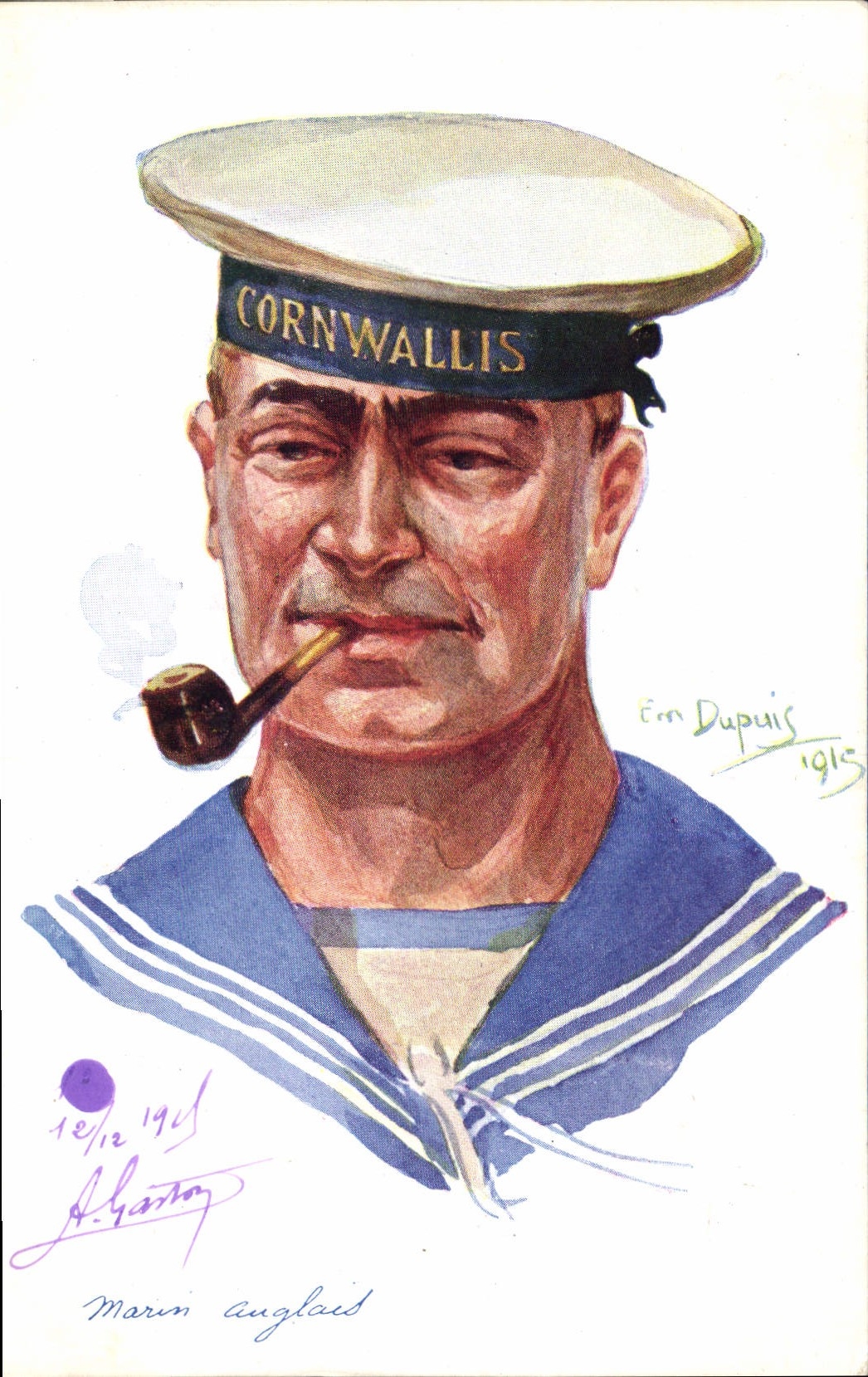 Postal Fantasia Ilustrador Dupuis Militaria Marin inglés Cornwallis