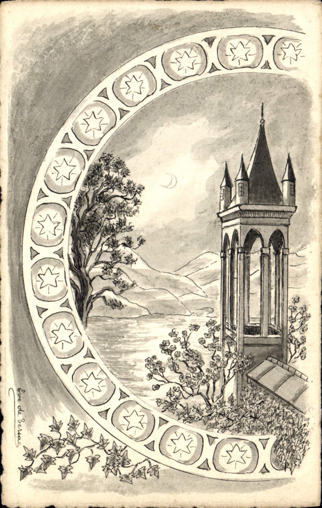 Vintage Postcard Fantasy (drawing has the hand) Turn