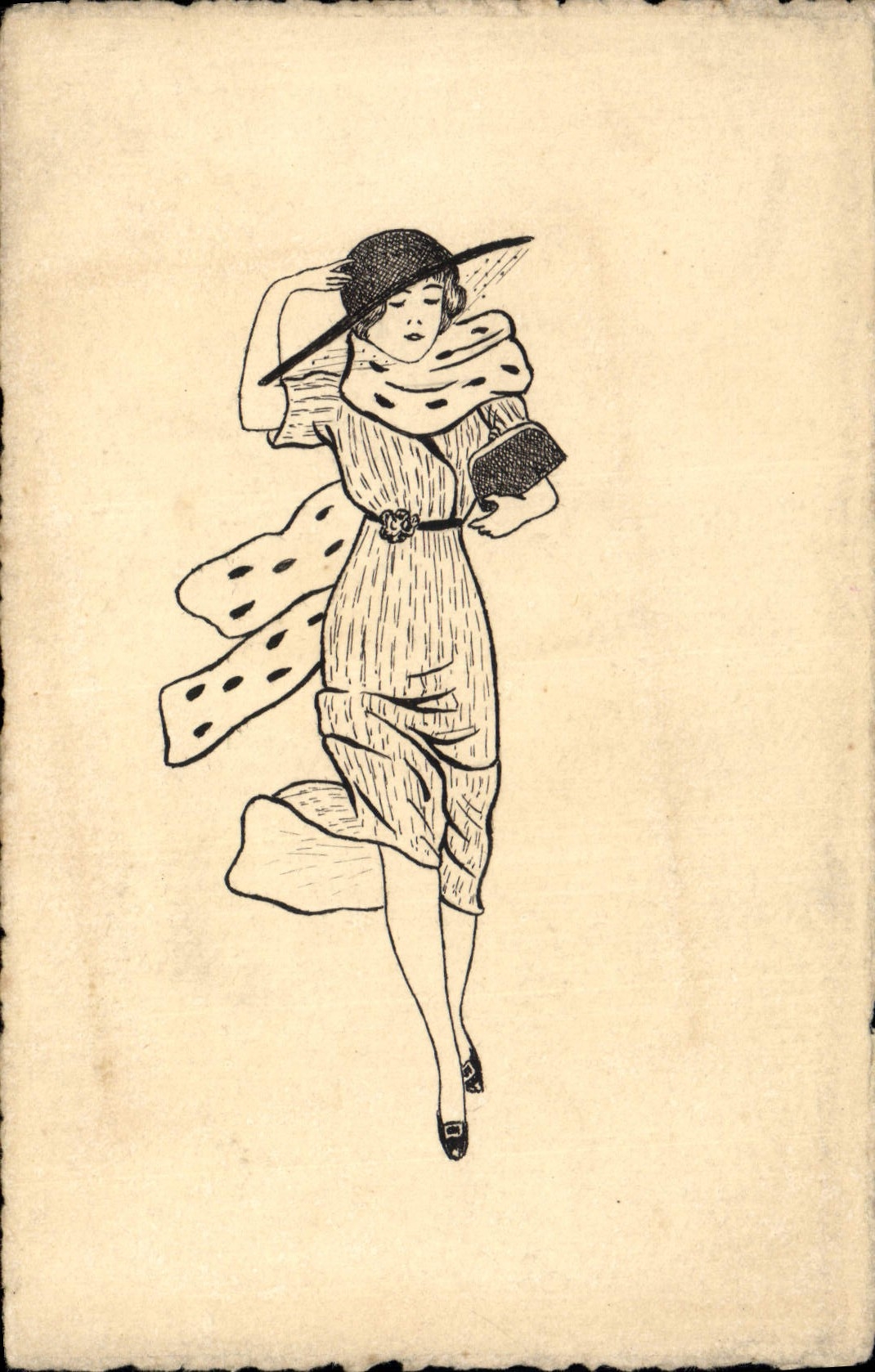 CPA Fantaisie (dessin a la main) Femme