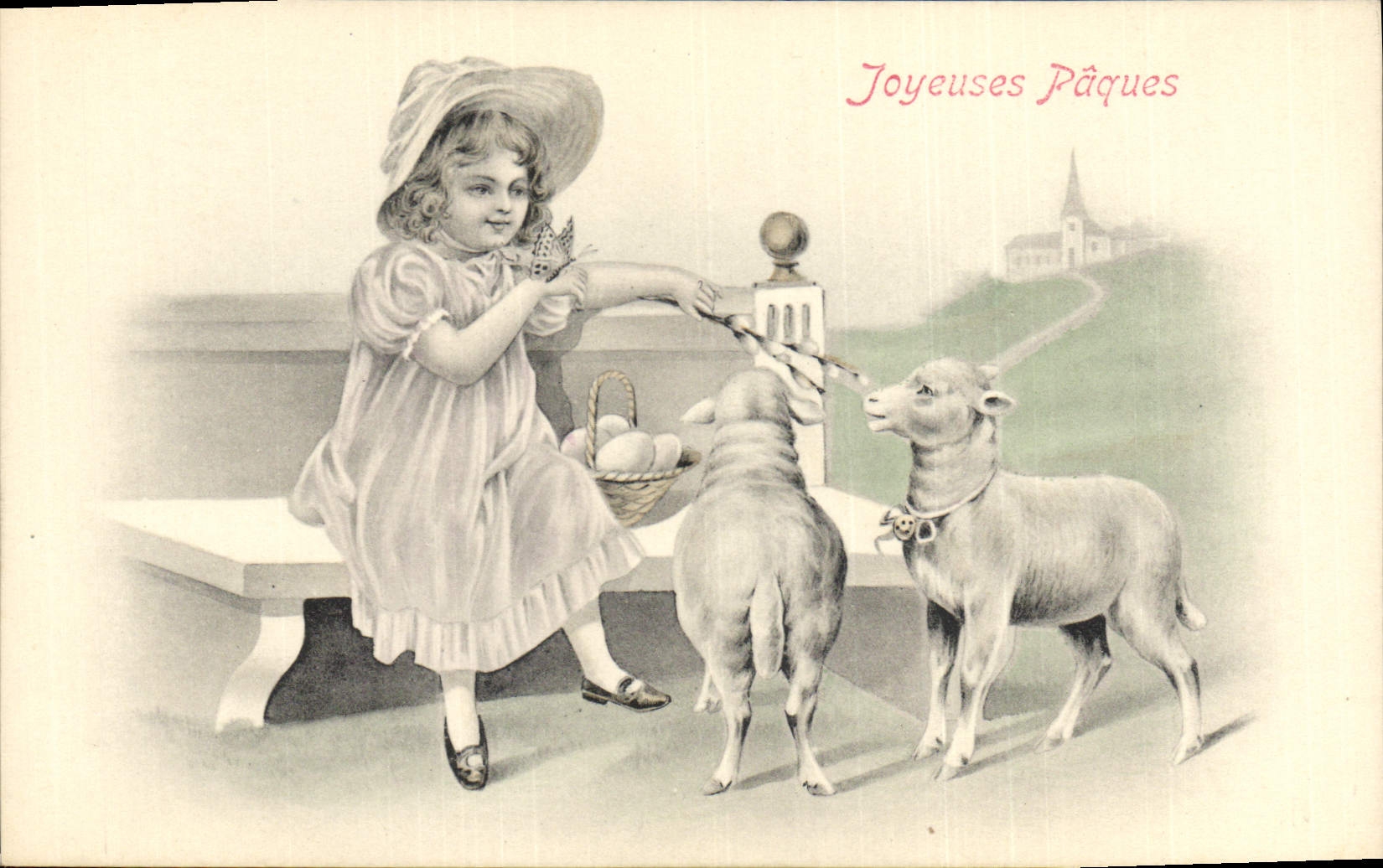 CPA Fantaisie Enfant Agneaux 