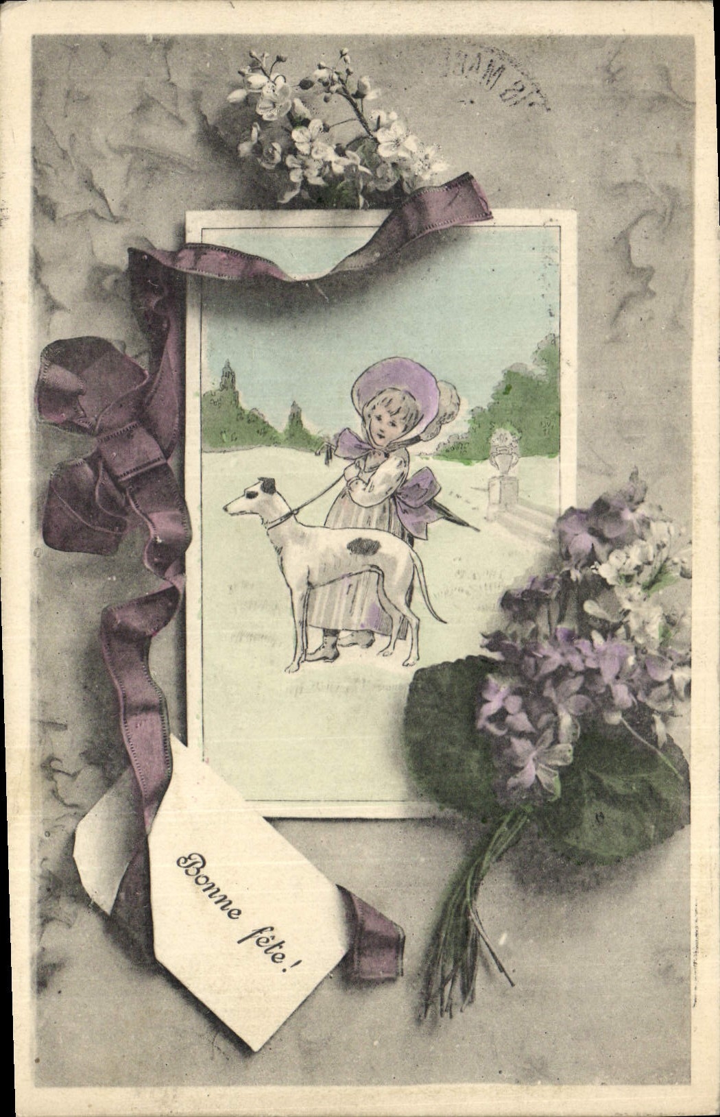 CPA Fantaisie Enfant Chien 