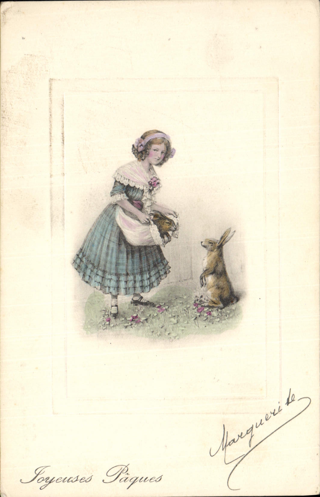 CPA Fantaisie Enfant Lapin 