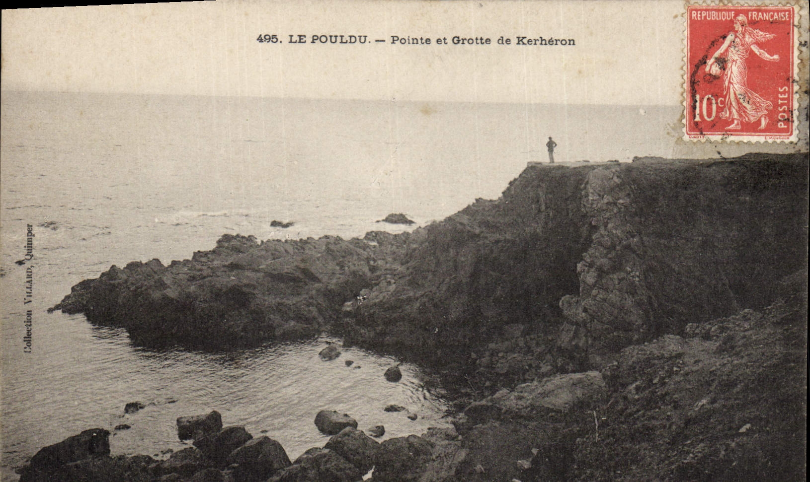 Postal Gruta Grutas el Pouldu Punta y gruta de Kerheron