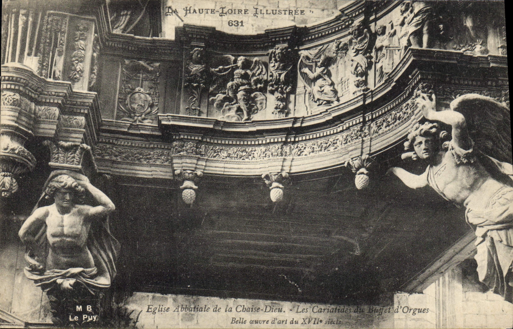 CPA Orgue Eglise abbatiale de la Chaise Dieu Les cariatides du buffet d'orgues 