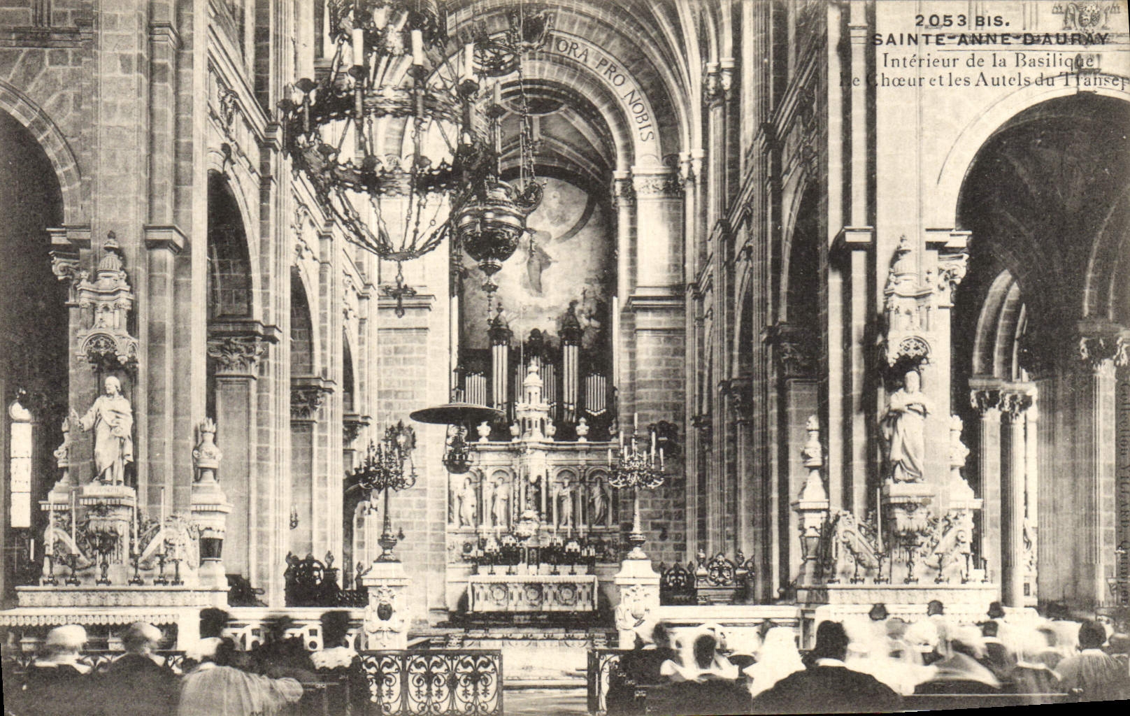 Postal Órgano Santa Ana de Auray Interior de la basílica el coro y los altares del crucero