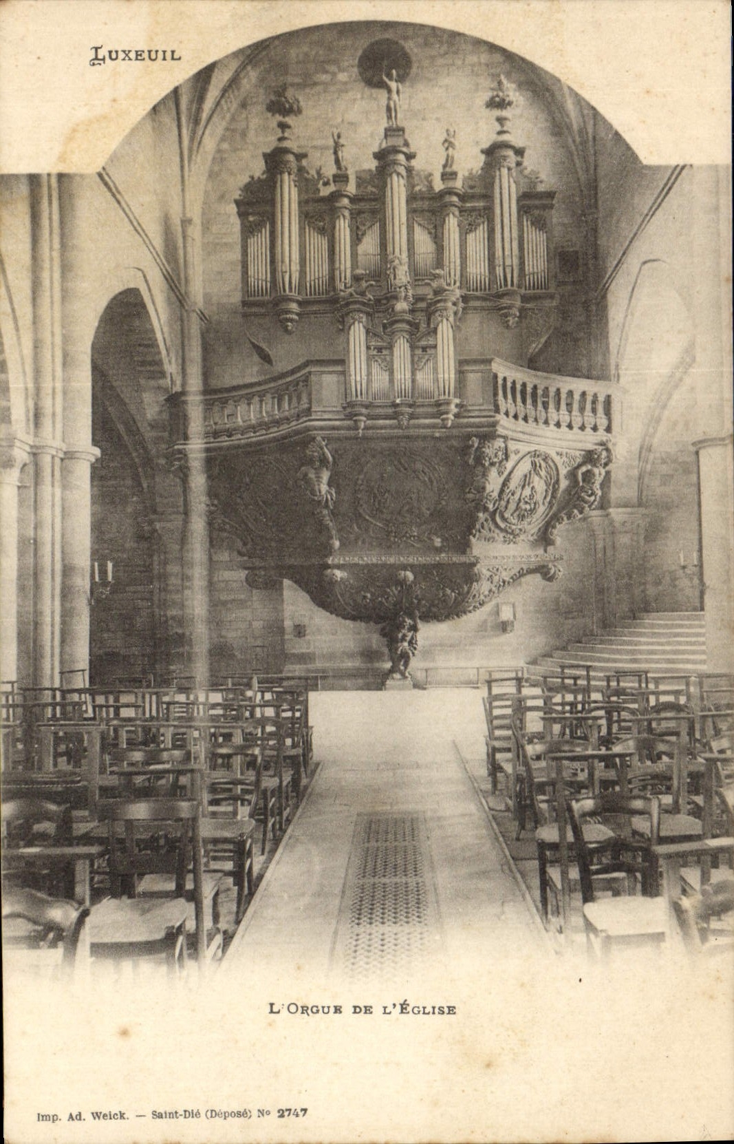 Postal Órgano Luxeuil el órgano de la iglesia