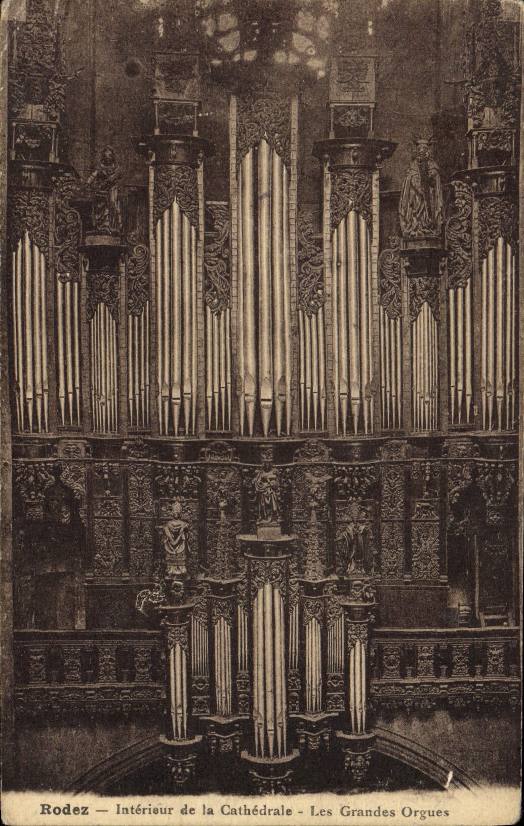 Postal Órgano Rodez Interior de la catedral los grandes órganos