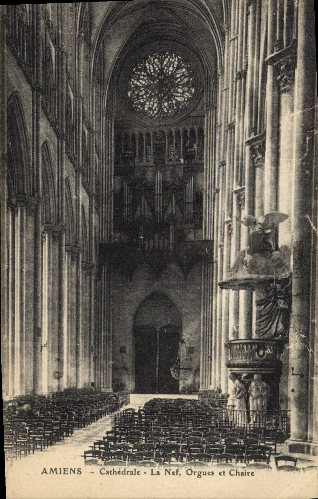 Postal Órgano Amiens Catedral la nave Órganos y cátedra