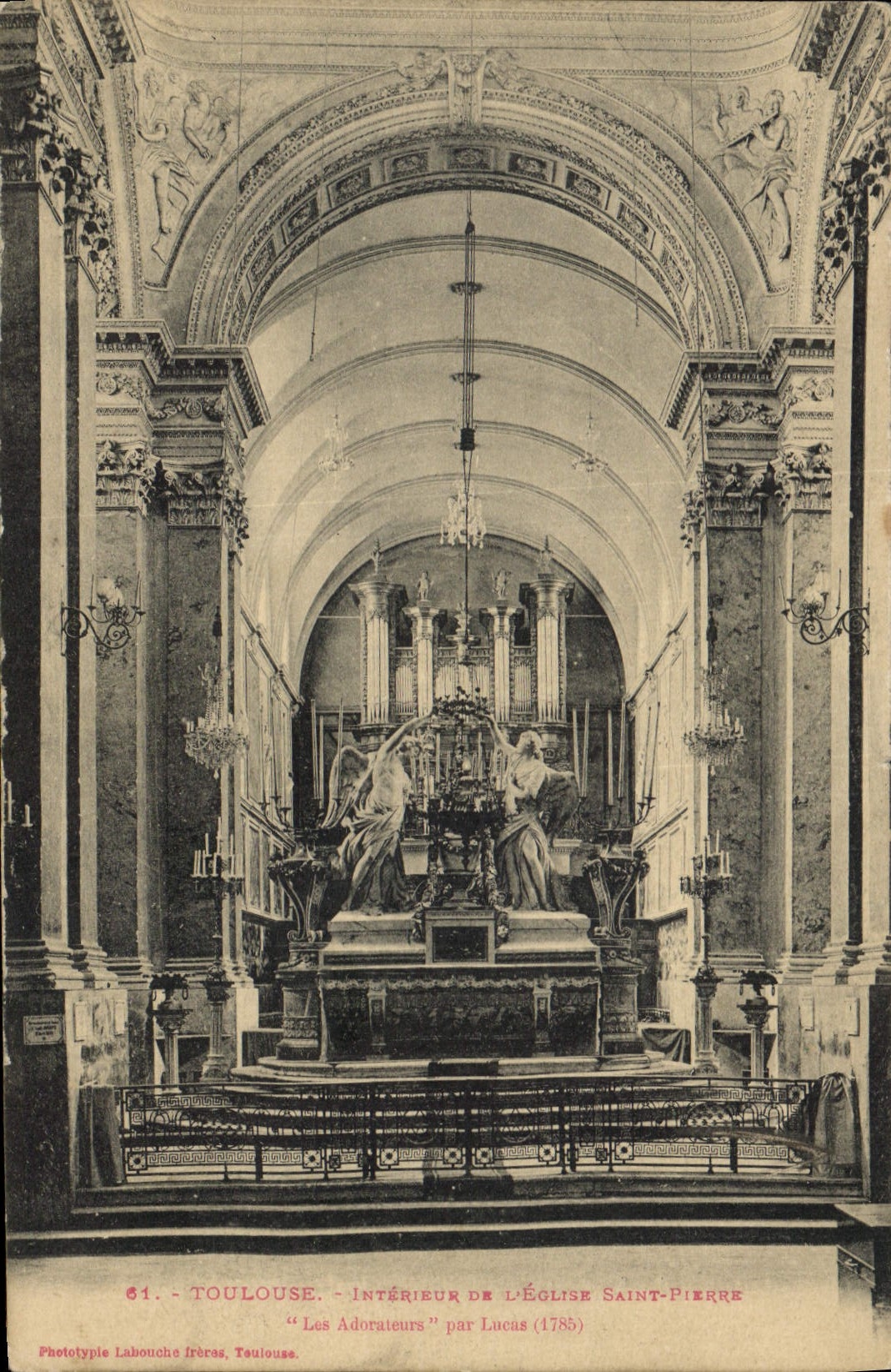 Postal Órgano Toulouse Interior de la iglesia Saint Pierre los admiradores por Lucas