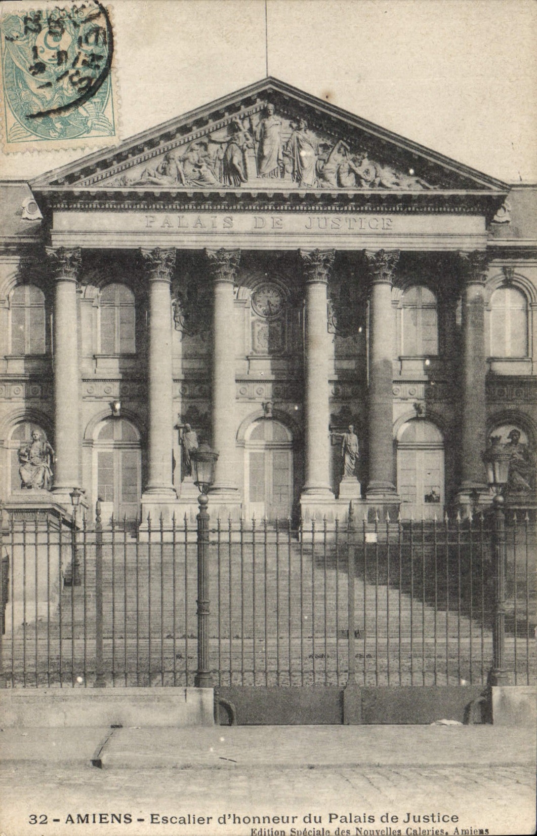 Vintage Postcard Law courts Amiens Main staircase