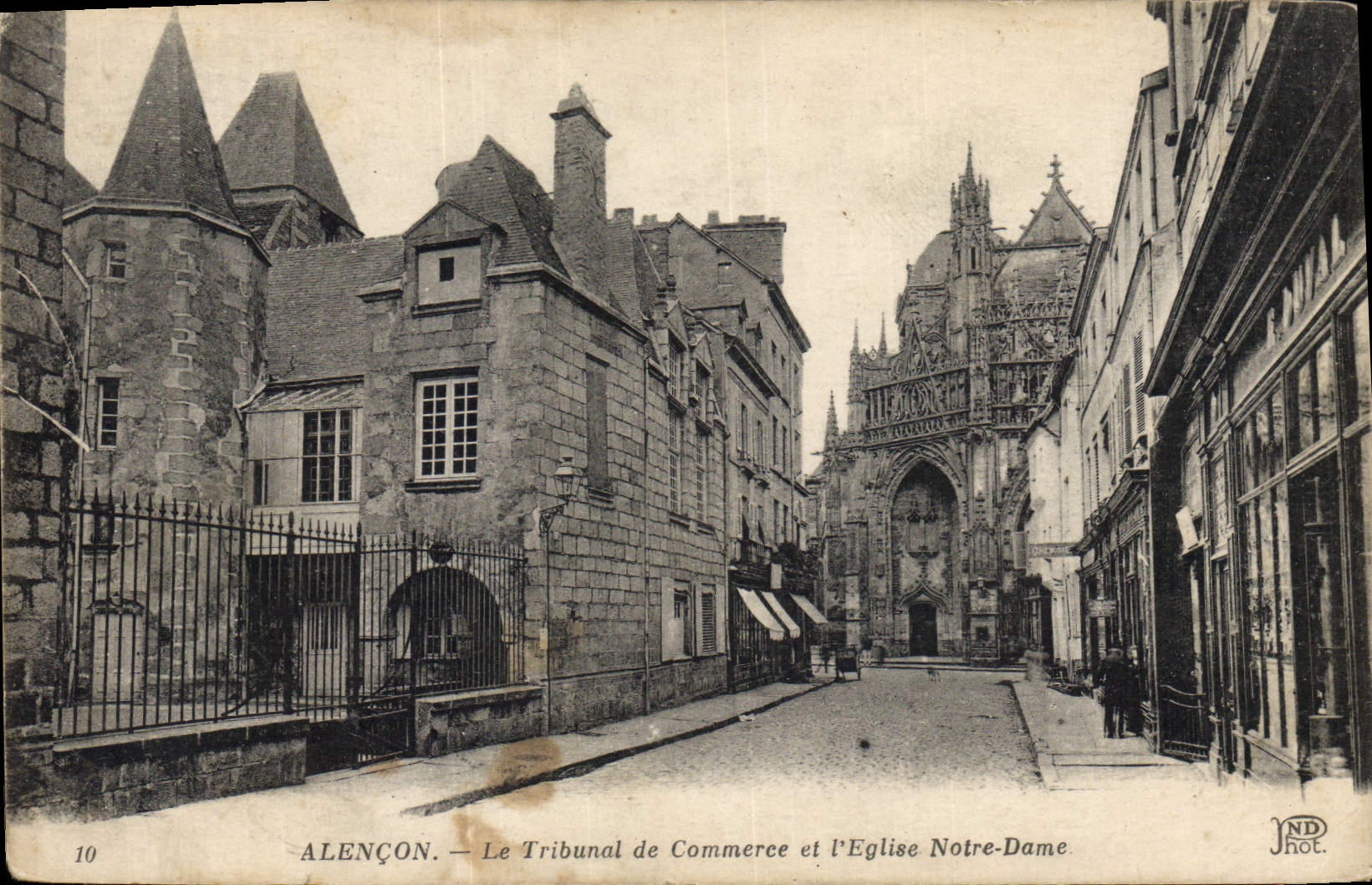 Vintage Postcard Law courts Alencon the Bankruptcy court and the church Notre Dame