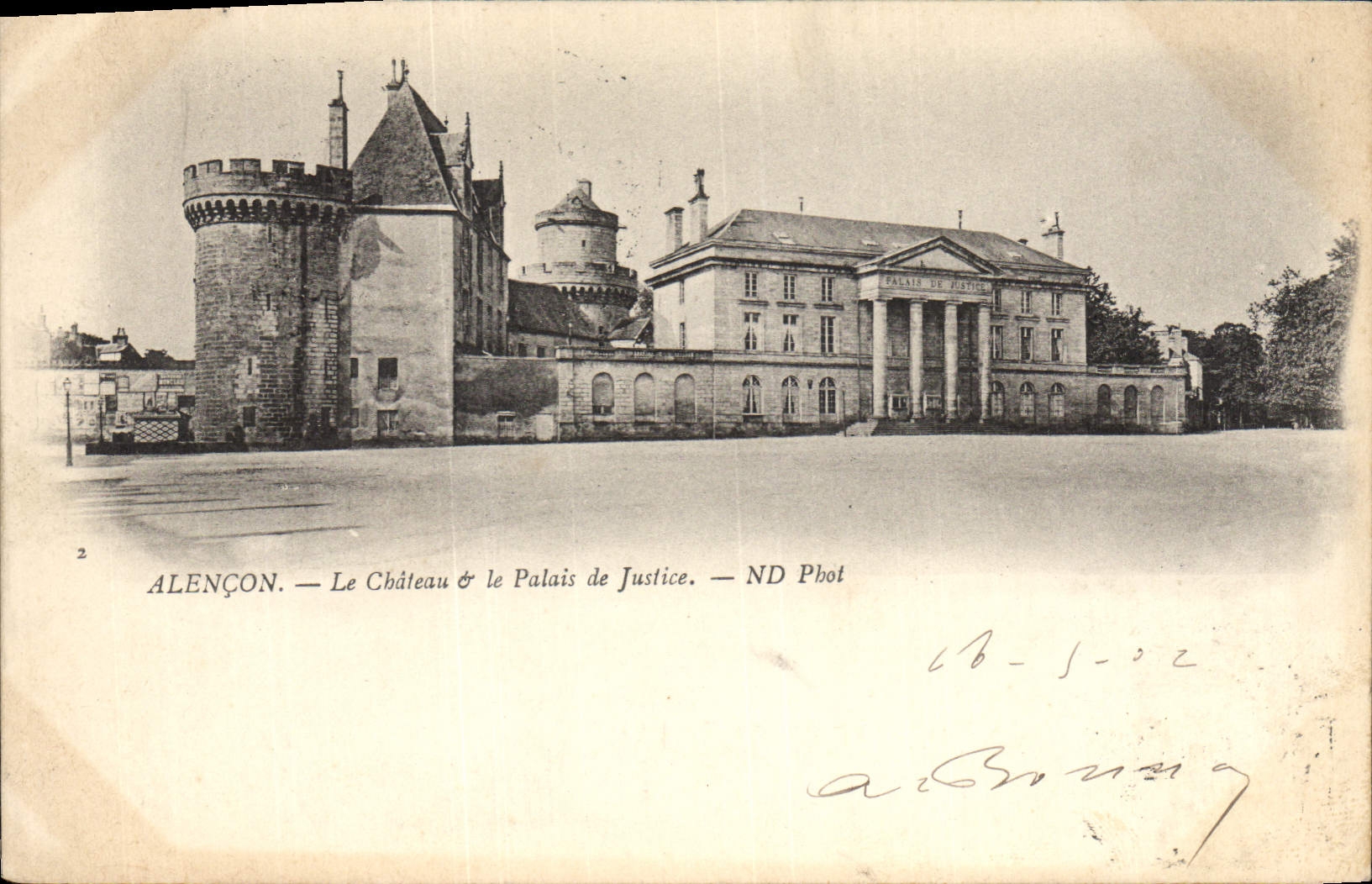 Vintage Postcard the castle and Law courts Alencon