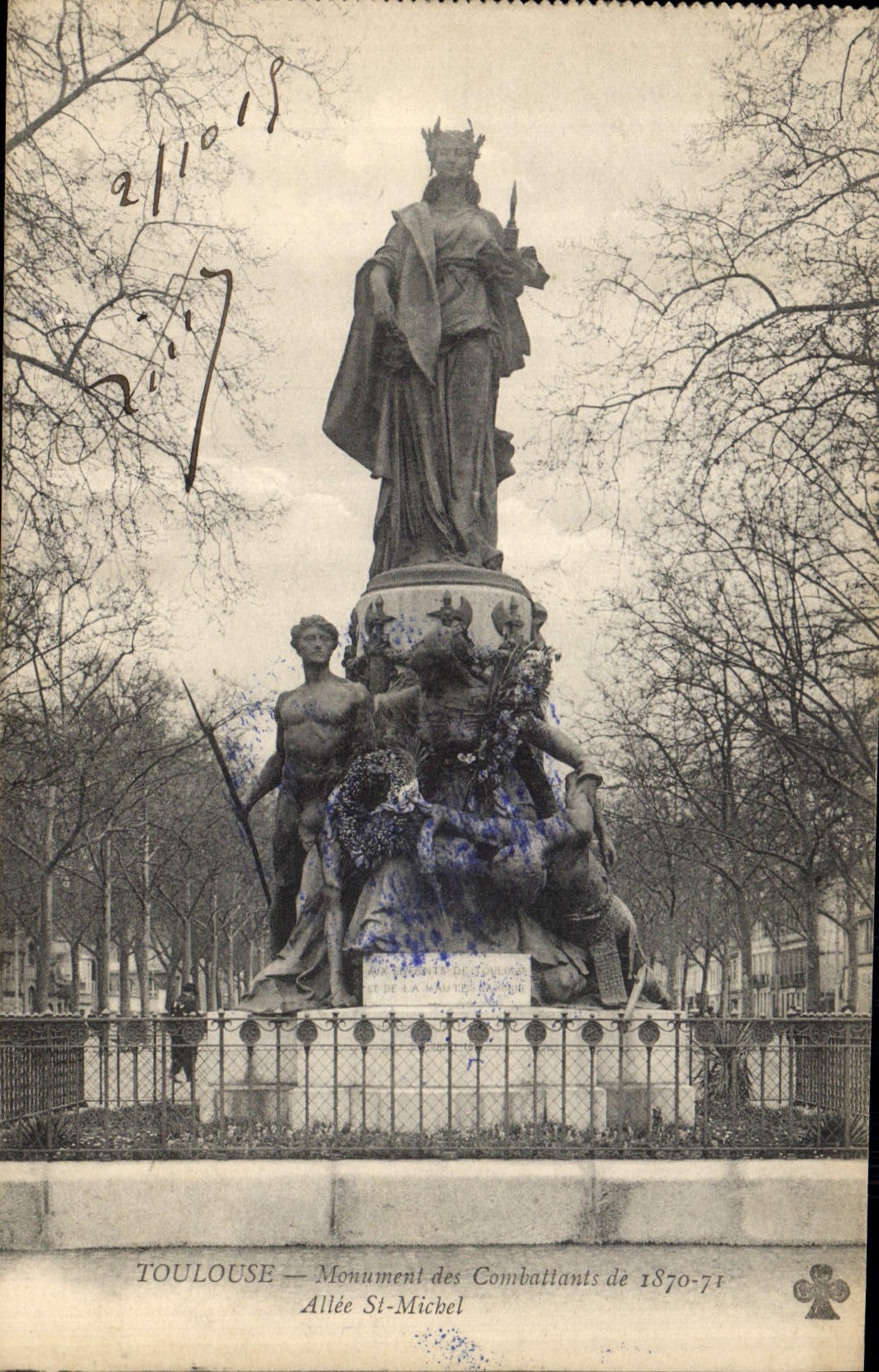 Vintage Postcard Militaria War of 1870 Toulouse Monument of the combatants of 1870 1871 Alley St Michel