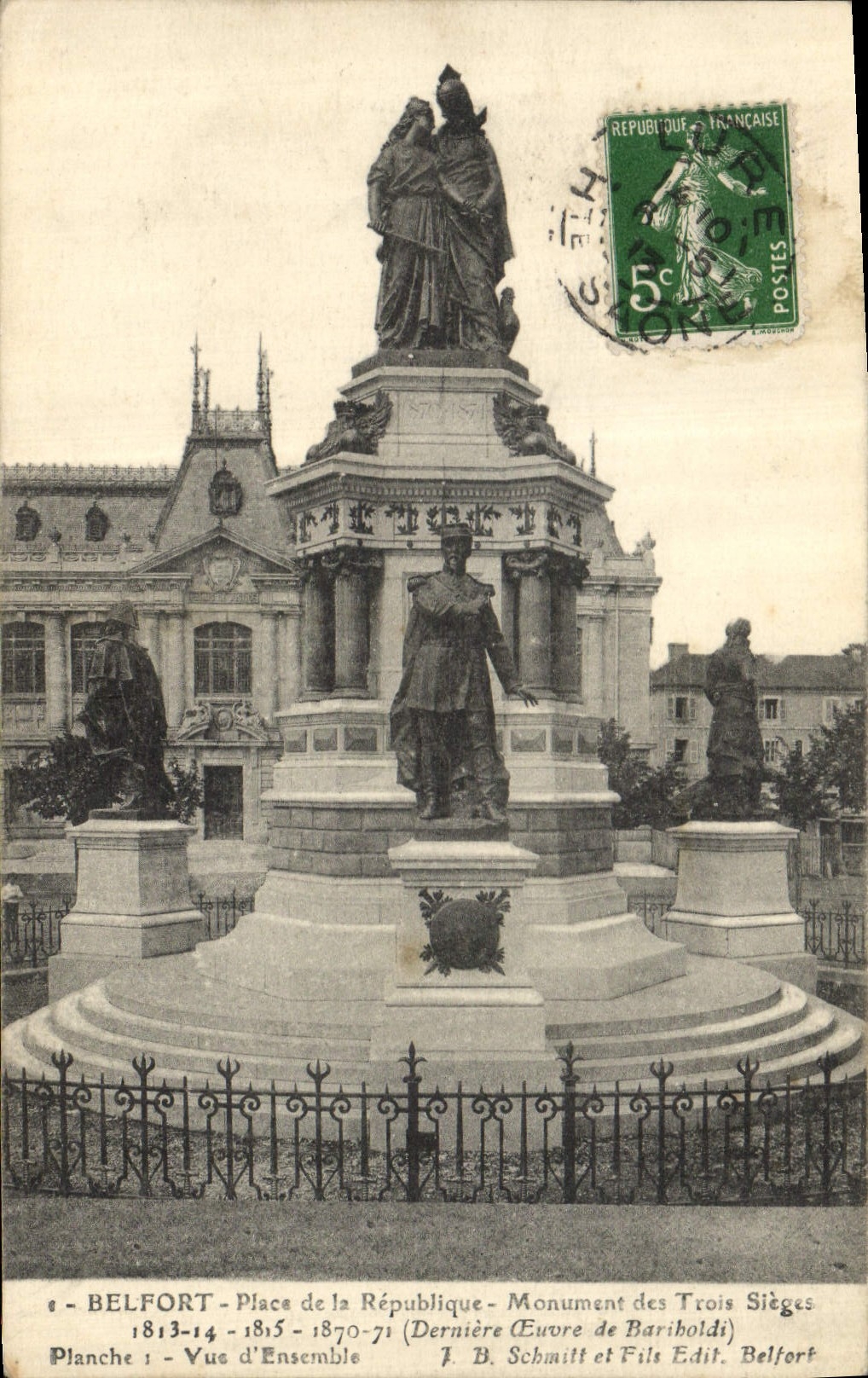 CPA Militaria Guerre de 1870 Belfort Place de la Republique Monument des Trois Sieges