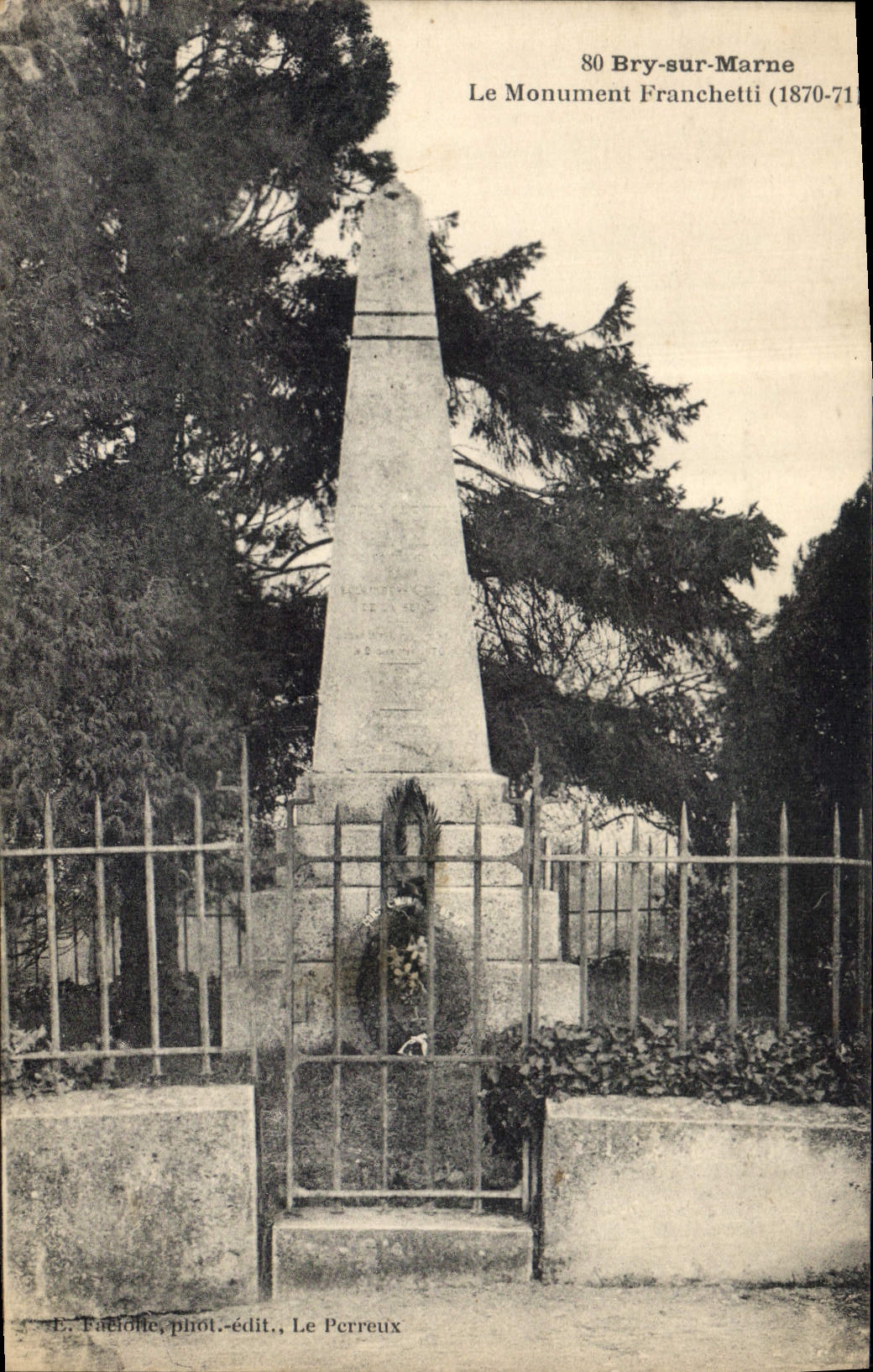 Vintage Postcard Militaria War of 1870 Bry on the Marne the Franchetti Monument