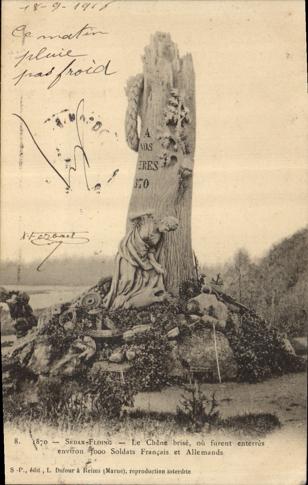 Vintage Postcard Militaria Guerre of 1870 Sedan Floing the oak breaks