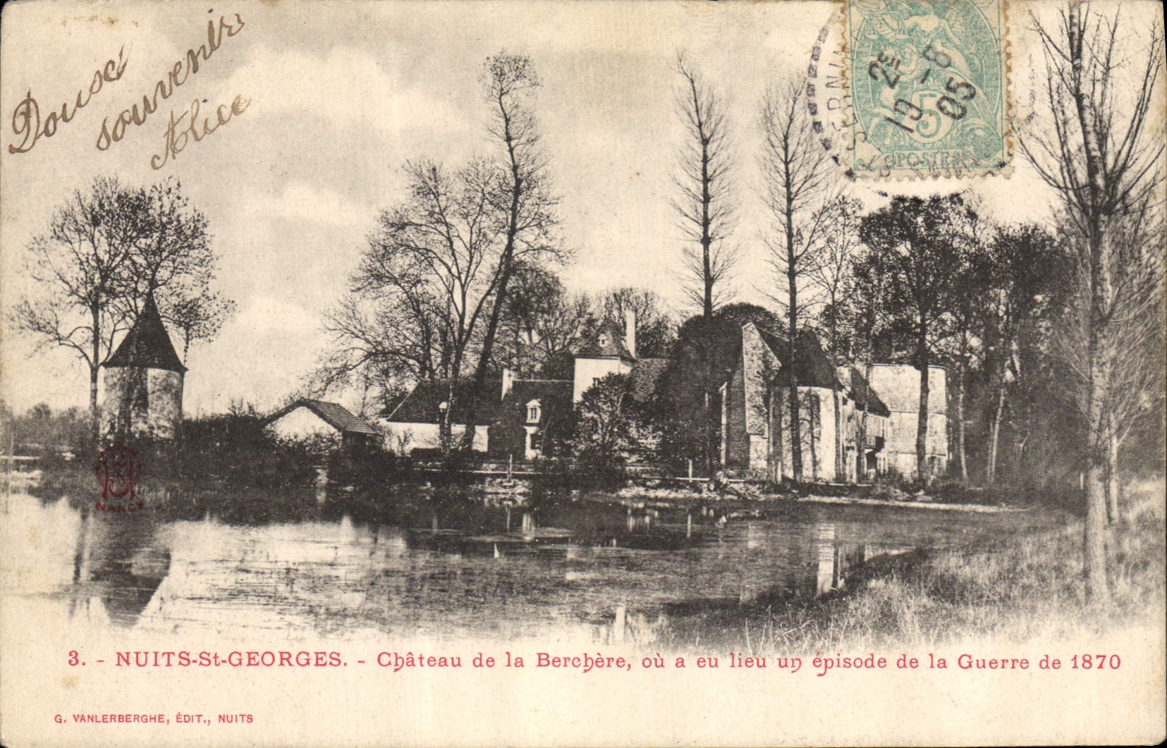 Postal Militaria Guerra de 1870 Nuits-Saint-Georges Castillo del Berchere