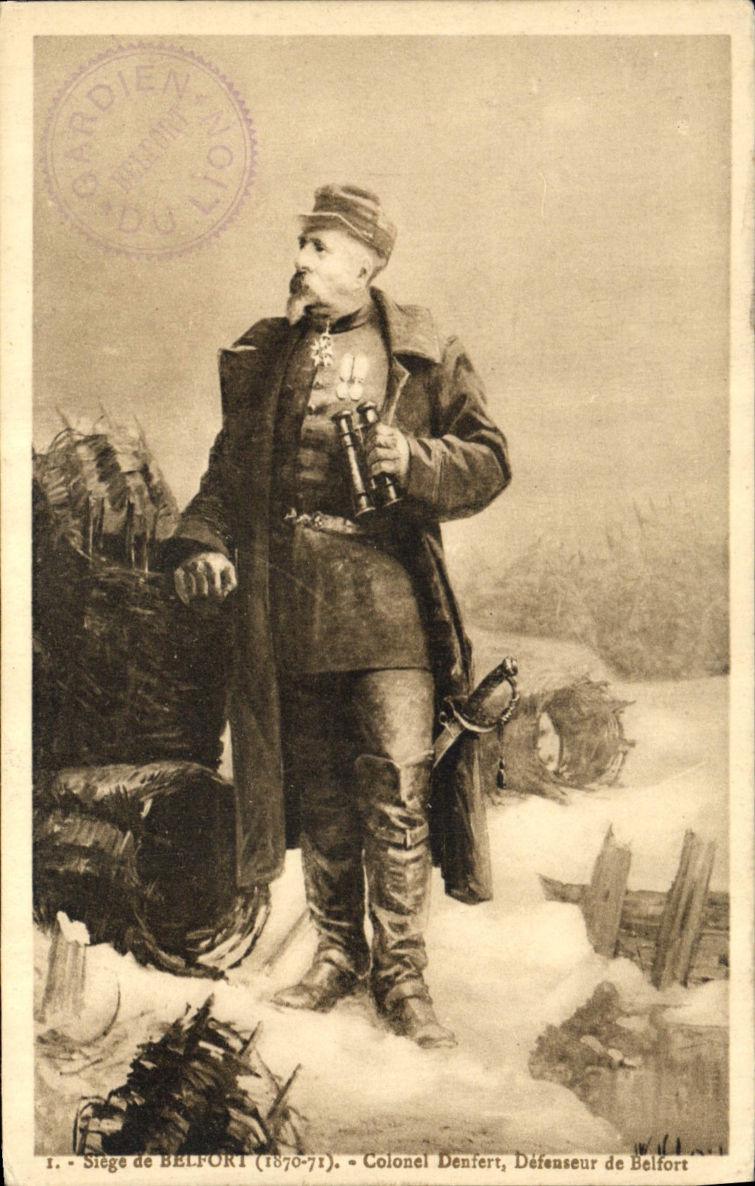 CPA Militaria Guerre de 1870 Siege de Belfort Colonel Denfert Defenseur de Belfort