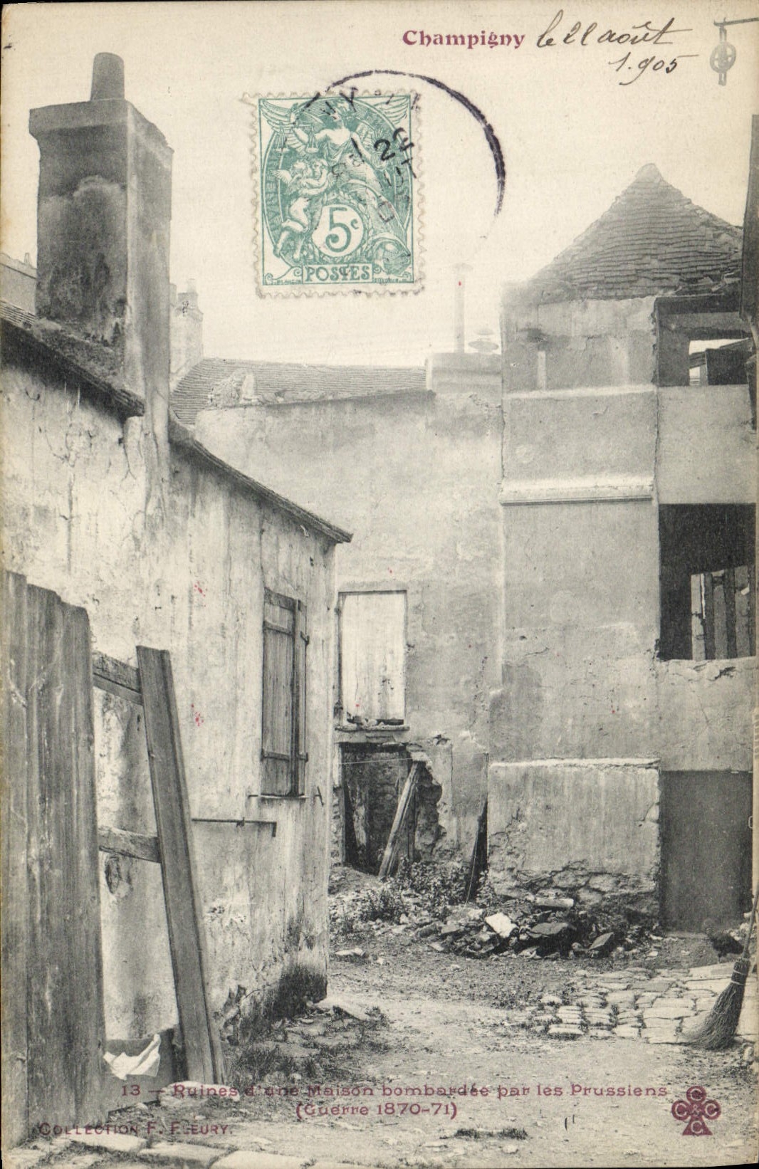 CPA Militaria Guerre de 1870 Champigny Ruines d'une maison bombardee par les Prussiens