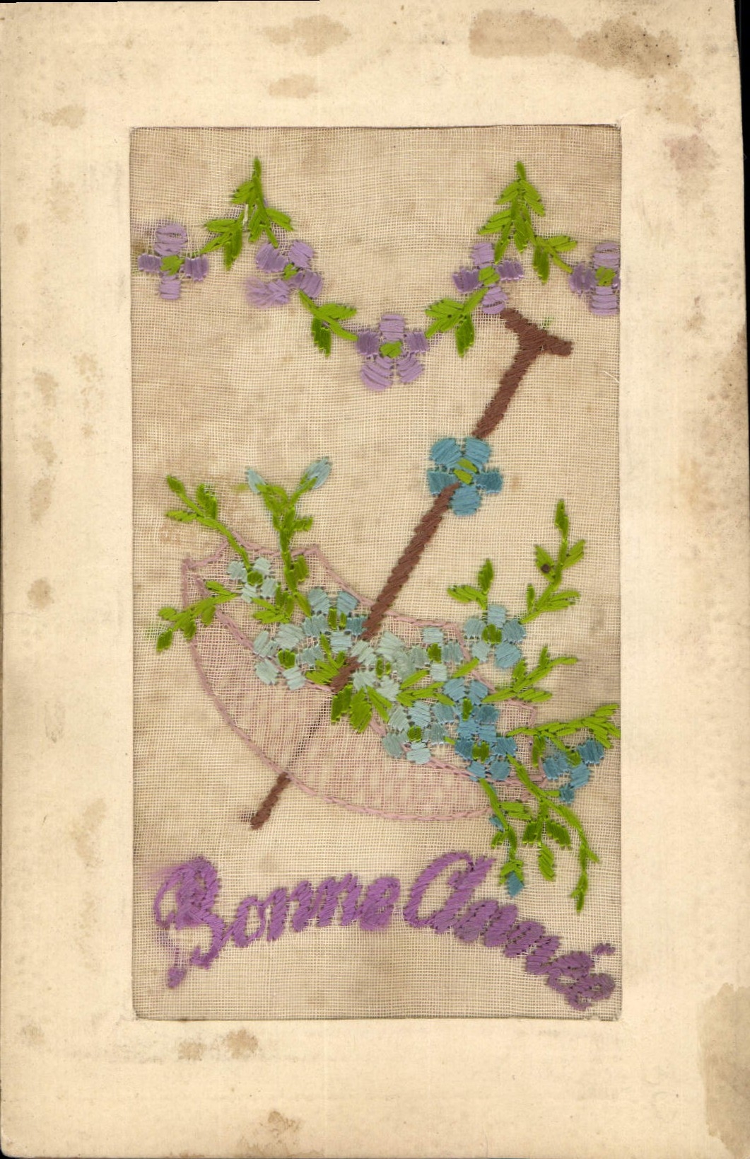 Vintage Postcard Fantasy Toilee Flowers Umbrella