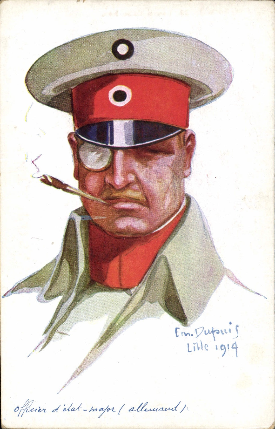 CPA Fantaisie Illustrateur Dupuis Militaria Officier d'Etat Major allemand
