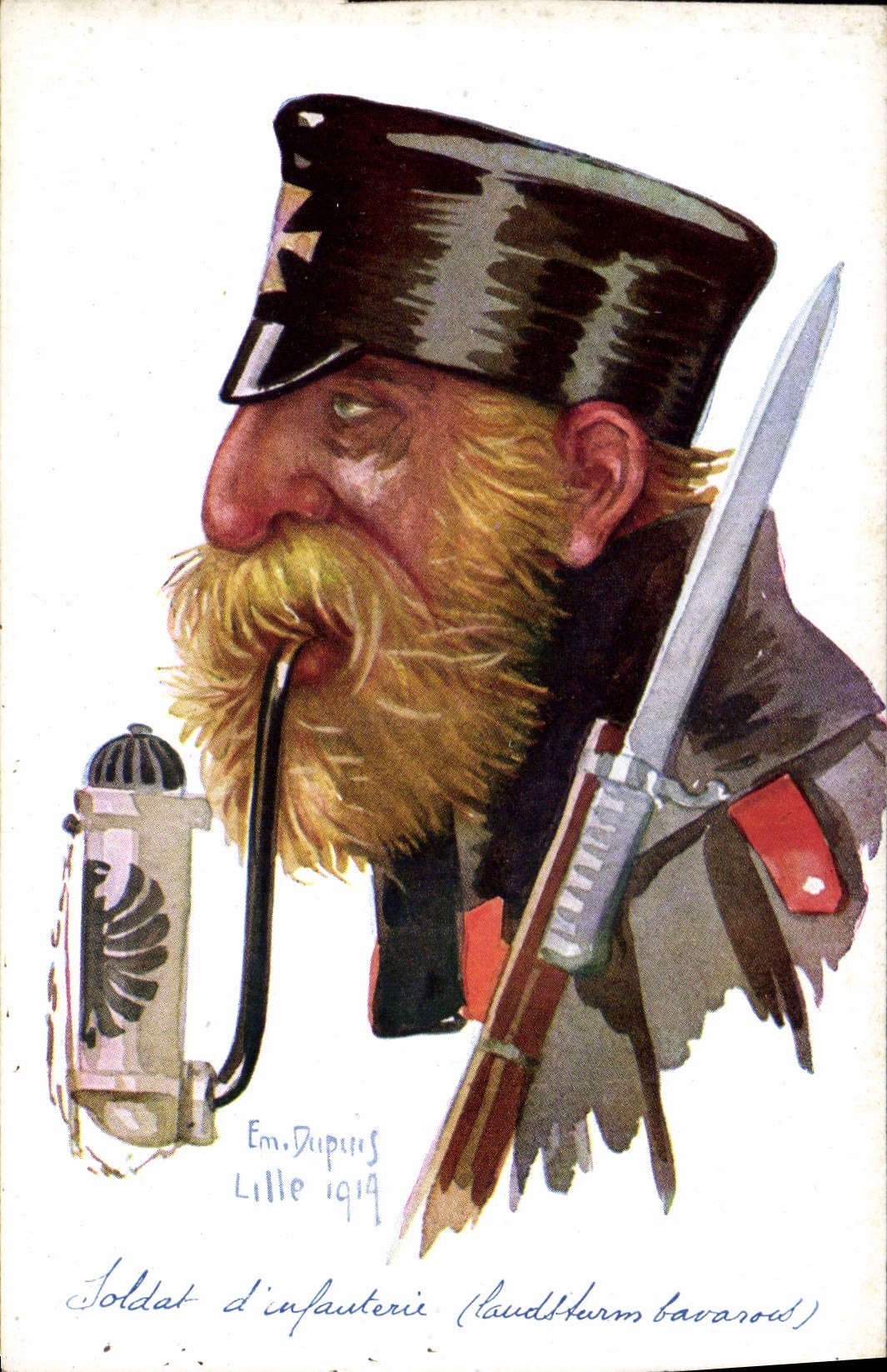 CPA Fantaisie Illustrateur Dupuis Militaria Soldat d'infanterie Baviere Bavarois