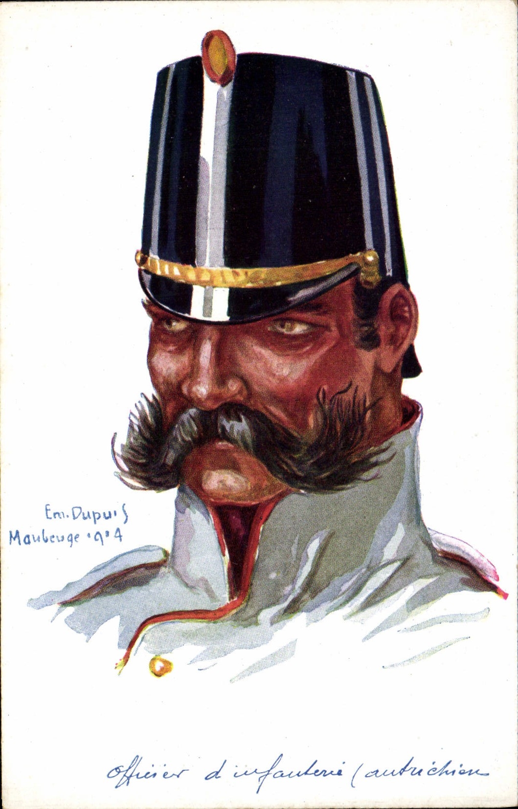 CPA Fantaisie Illustrateur Dupuis Militaria Officier d'infanterie autrichien