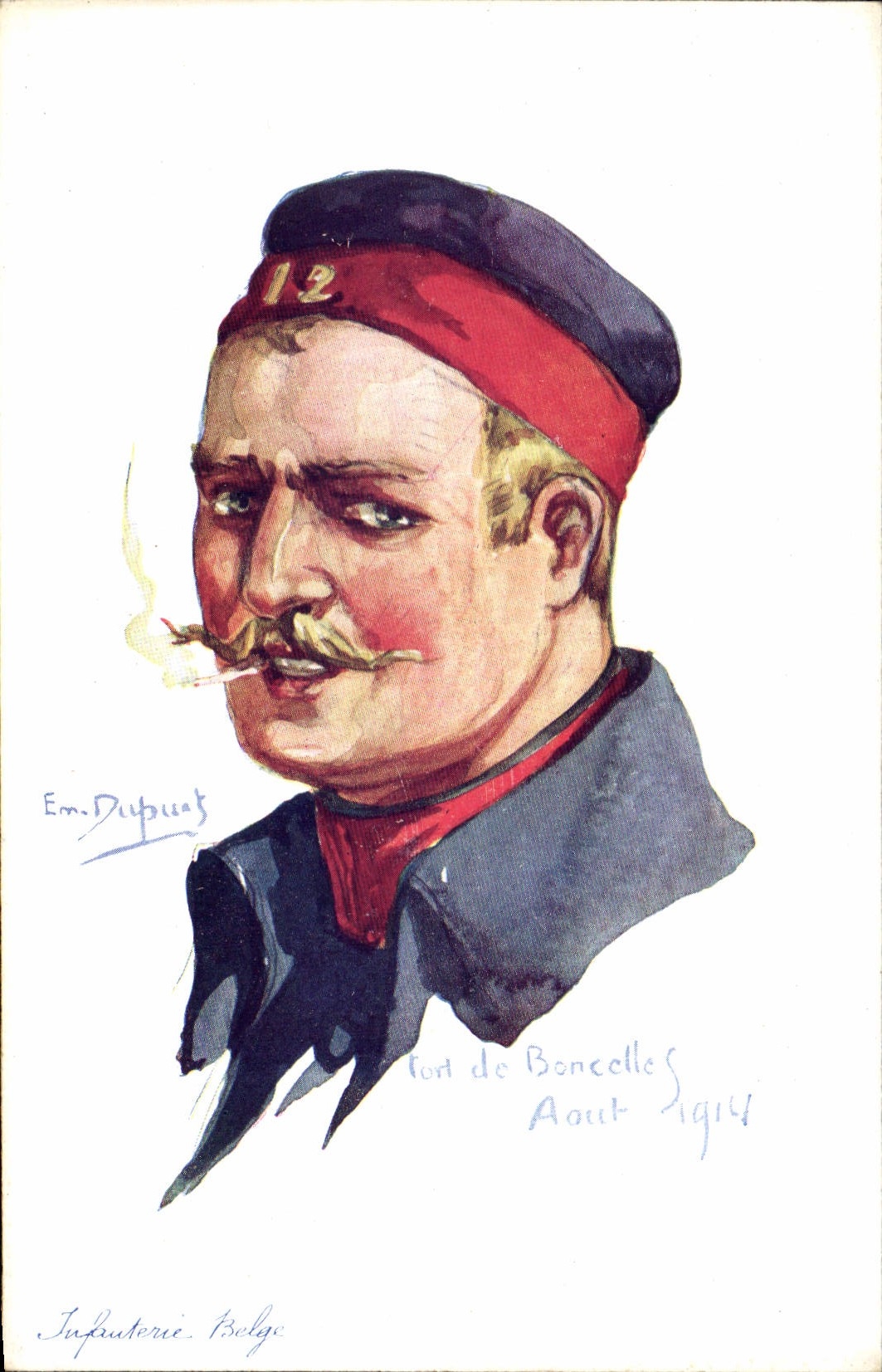 CPA Fantaisie Illustrateur Dupuis Militaria Fort de Boncelles Infanterie belge