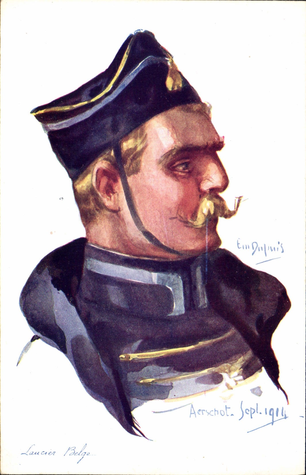 CPA Fantaisie Illustrateur Dupuis Militaria Lancier belge Aerschot