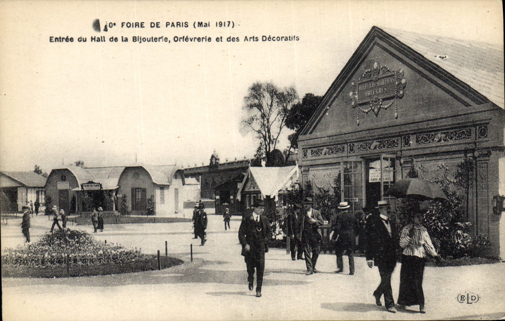 Postal Joyas Feria de París Mayo de 1917 Entrada del Vestíbulo de la Joyería Orfebrería y de las Artes Decorativas