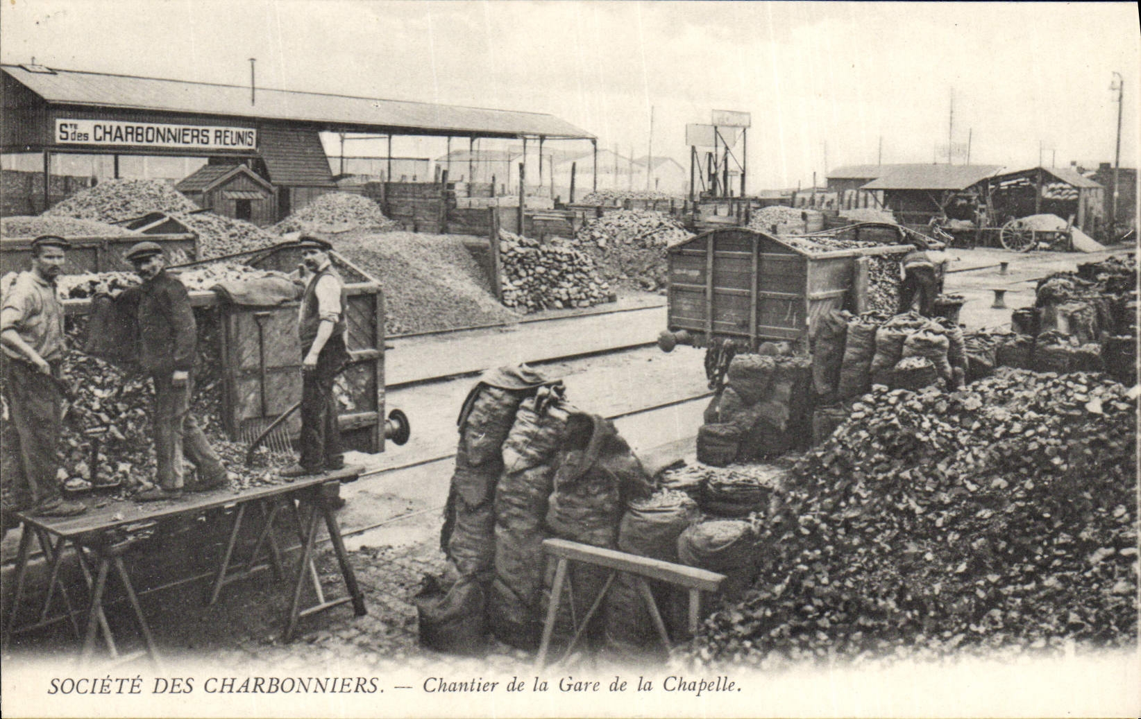 CPA Mine Mines Societe des Charbonniers Chantier de la Gare de la Chapelle TOP 