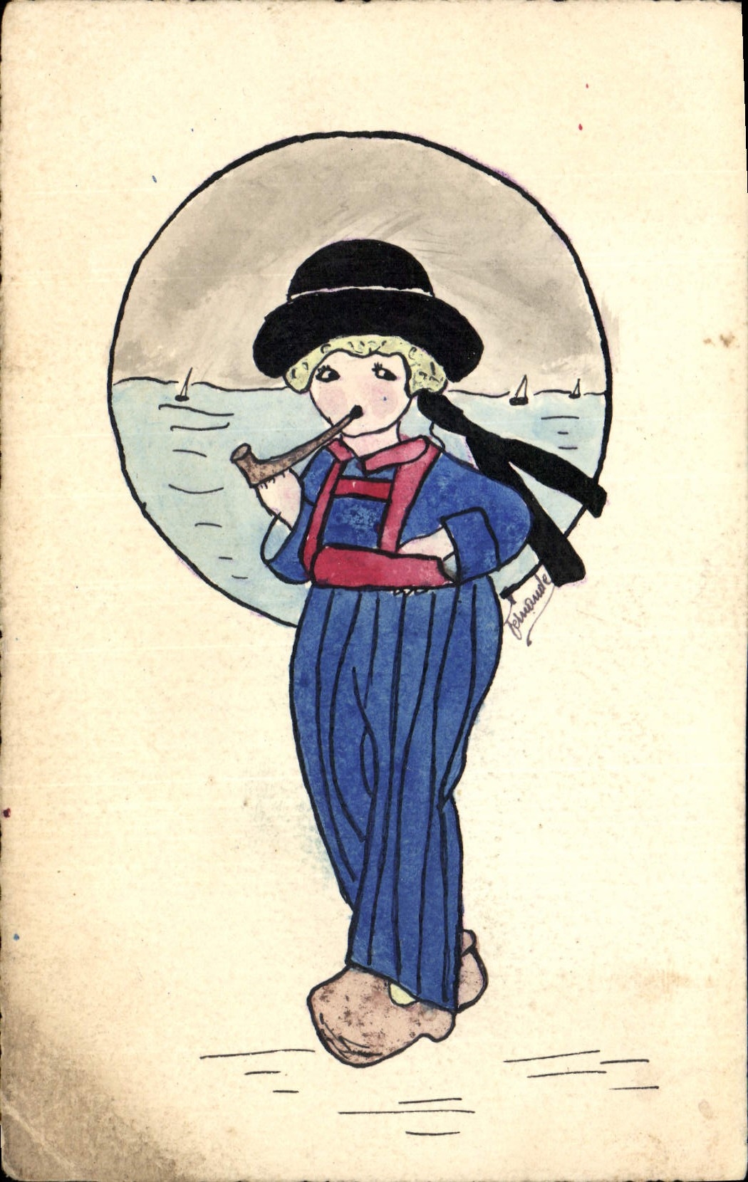 Vintage Postcard Fantasy (drawing has the hand) Brittany Child