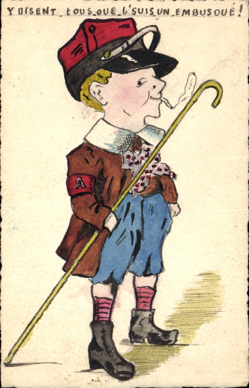 Vintage Postcard Fantasy (drawing has the hand) Militaria Child