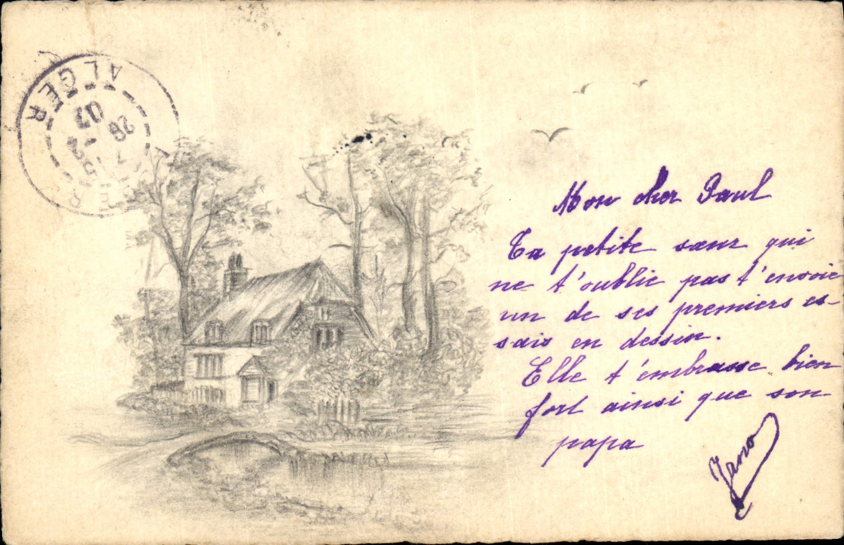 CPA Fantaisie (dessin a la main) Maison 