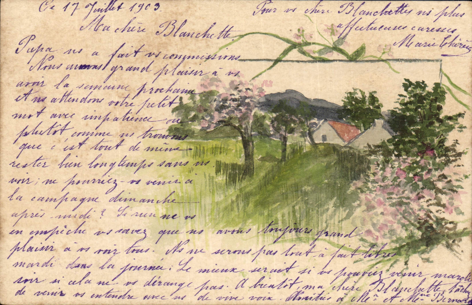 CPA Fantaisie (dessin a la main) Paysage 