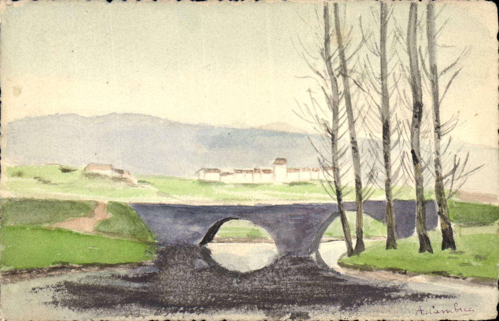 CPA Fantaisie (dessin a la main) Paysage 