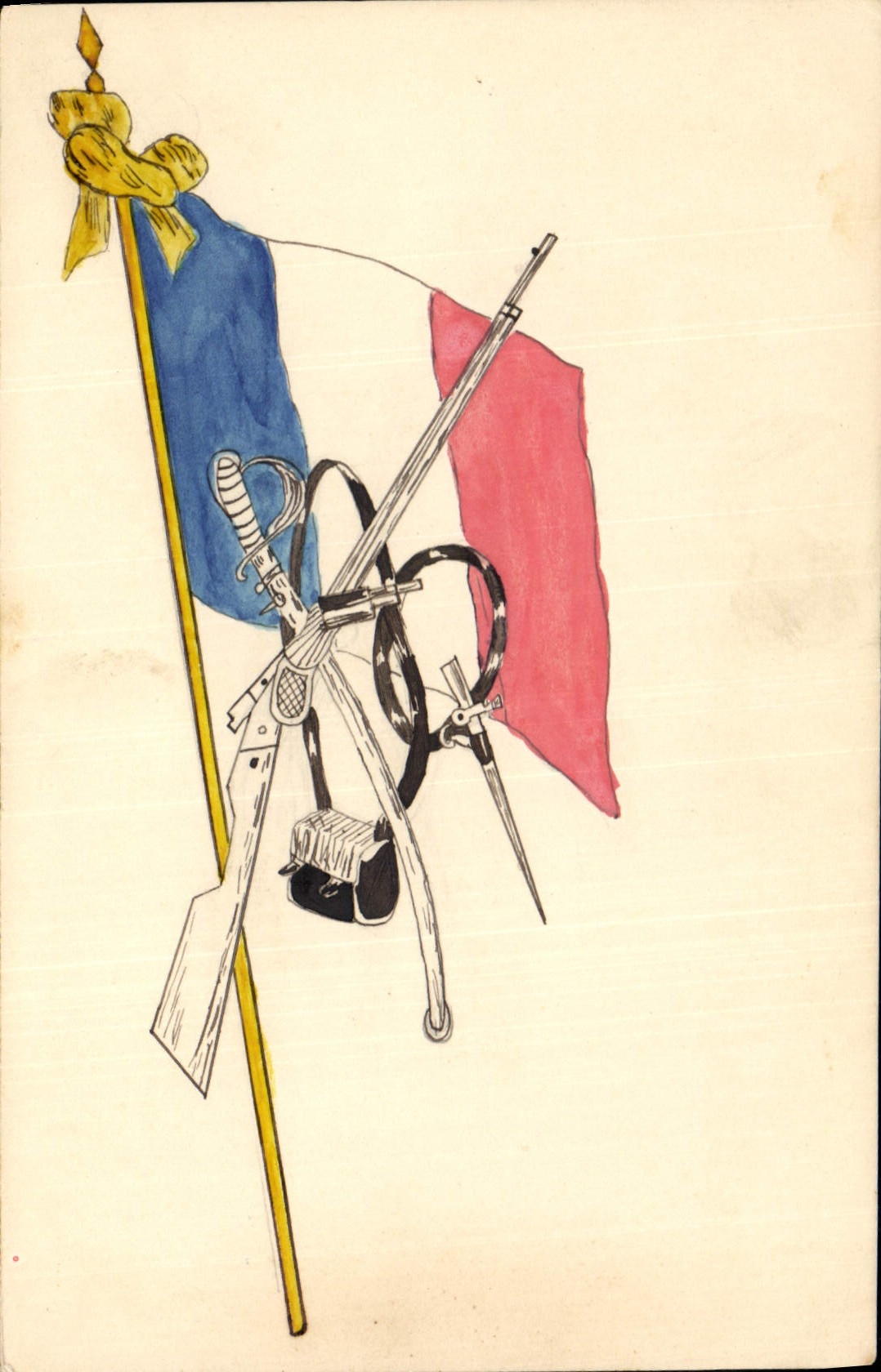 CPA Fantaisie (dessin a la main) Drapeau Armes 