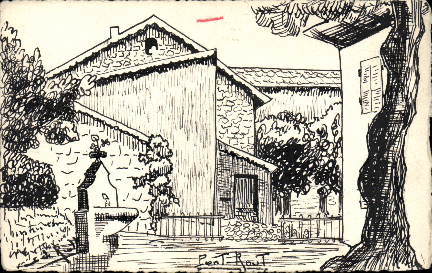 CPA Fantaisie (dessin a la main) Maison 