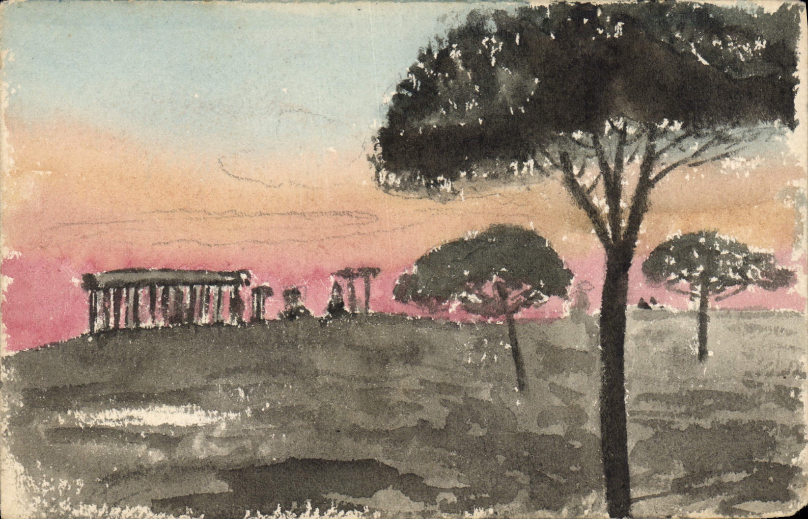 CPA Fantaisie (dessin a la main) Paysage 