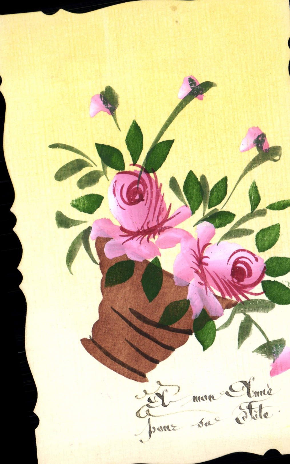 CPA Fantaisie (dessin a la main) Fleurs 