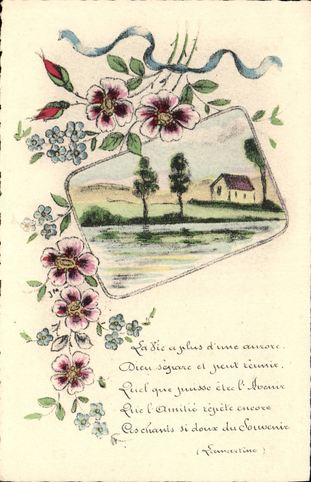 CPA Fantaisie (dessin a la main) Fleurs 