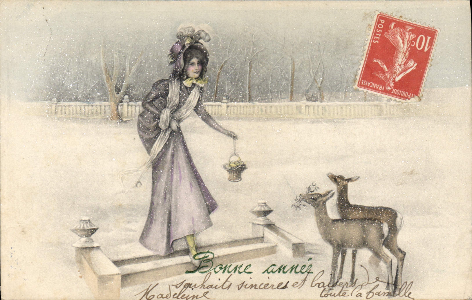 Vintage Postcard Fantasy Woman Hinds