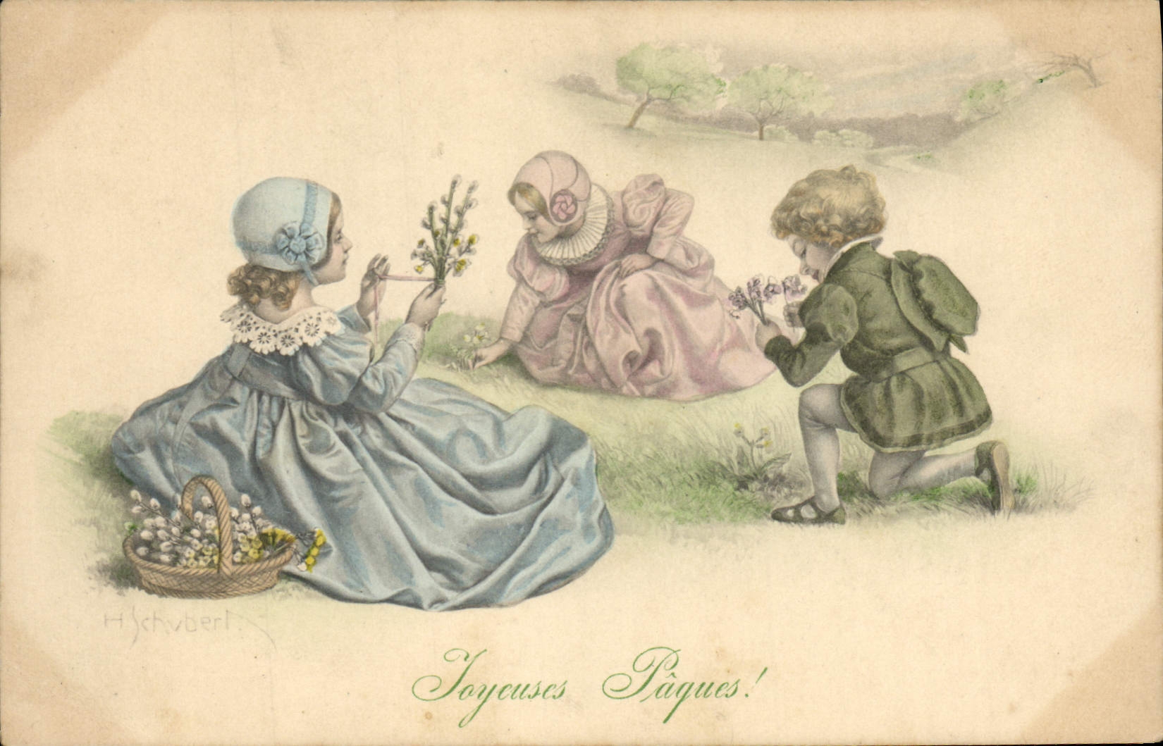 CPA Fantaisie Enfants Paques 