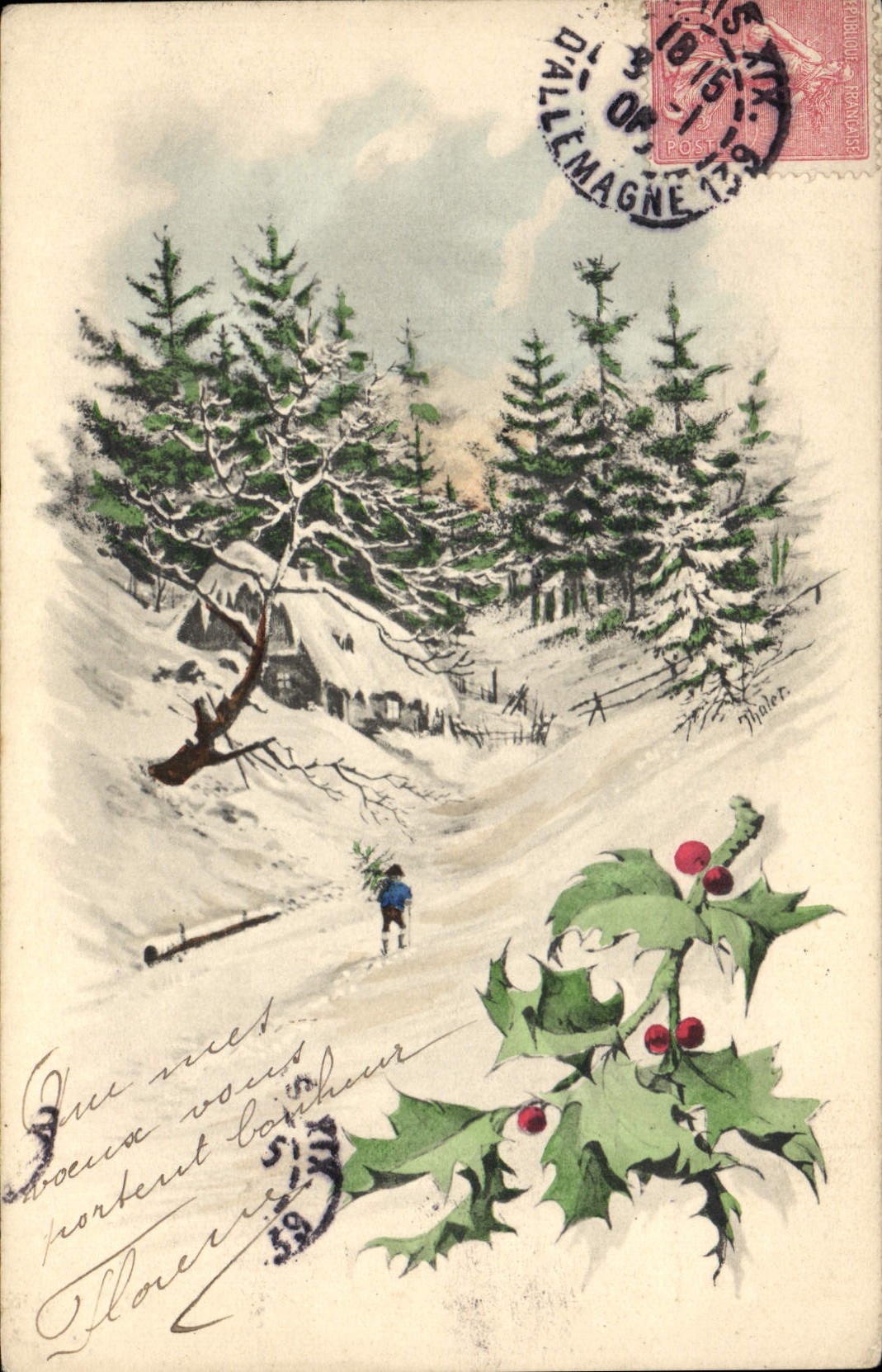 CPA Fantaisie Paysage sous la neige 