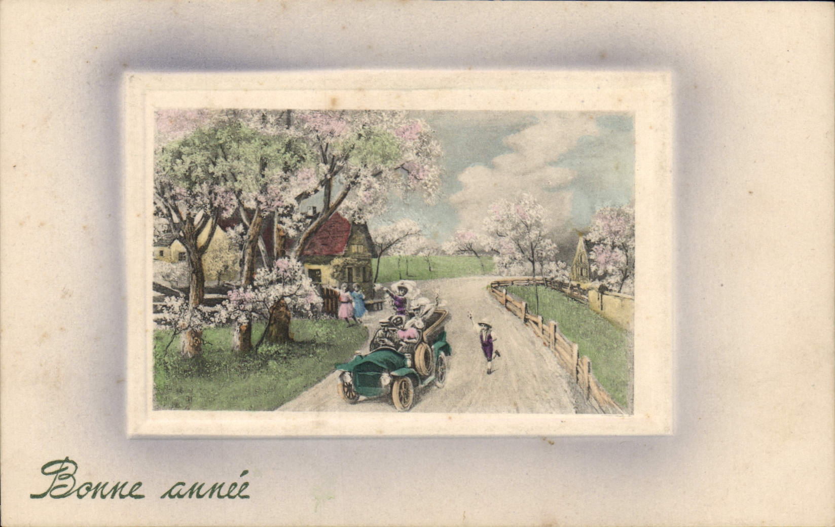 Vintage Postcard Automobile Fantasy Happy new year