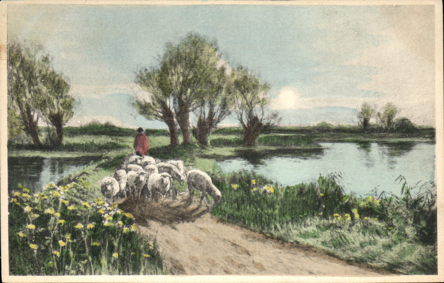 Vintage Postcard Fantasy Sheep