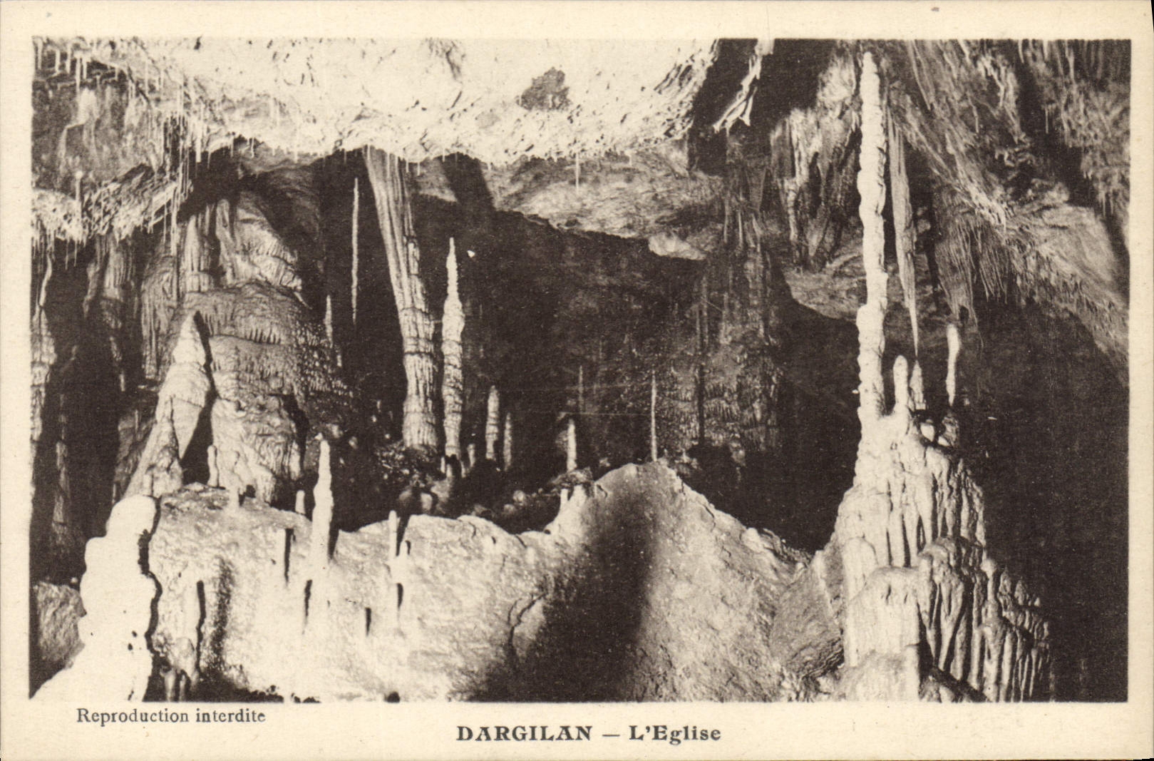 Vintage Postcard Cave Dargilan Caves the church