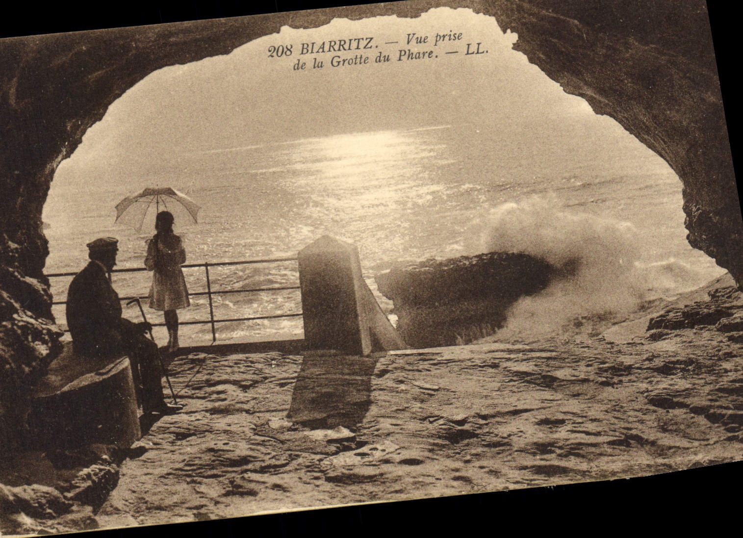 Vintage Postcard Cave Biarritz Caves Seen taken of the cave of the headlight